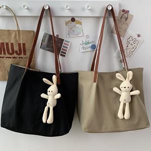 Sports Trend Bag Nylon canvas tas vrouwelijke schoudertas Japanse literaire eenvoudige effen kleur blanco boodschappentas draagtas