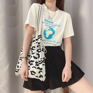 Sports Trend Bag Schoudertas Geplooide orgeltas voor dames met grote capaciteit, collegeklasse wollen gebreide tas met luipaardprint One Size