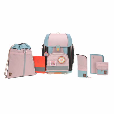 Lässig 7-delige boekentas Boxy Uniek roze/blauw/ black