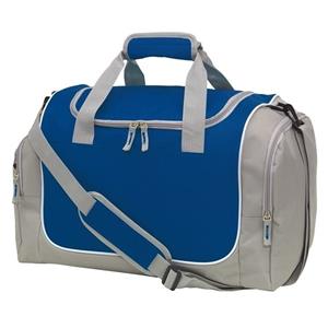 Inspirion Sporttas/reistas met schoenenvak - liter - grijs/blauw - x 30 x 27 cm - Weekendtas -