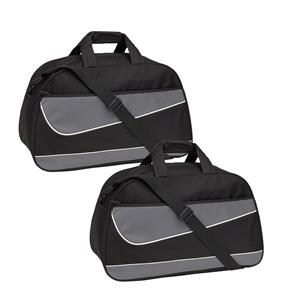 Merkloos Sporttas/weekendtas - 2x - grijs/zwart - 55 x 32 x 28 cm - 50 liter - Fitness/Vrije tijd tassen -