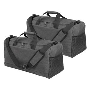 Merkloos Set van 2x stuks donkergrijze sporttassen/weekendtassen met schoenenvak 54 cm -