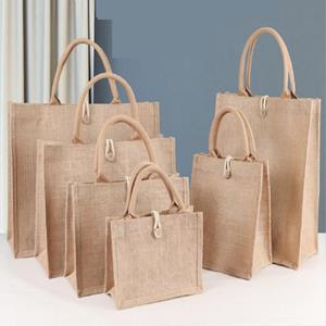 Warm clothes family Vintage dames boodschappentassen met hasp linnen tas jute strand eco handtassen draagbare grote eenvoudige boodschappentas met handvat