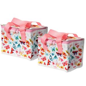 Puckator 2x Stuks Kleine lunch koeltas - Vlinder print - 21 x 15 x 14 - 4,4 liter -