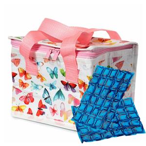 Puckator Kleine lunch koeltas met 2x flexibel koelelement - Vlinder print - 4,4 liter -