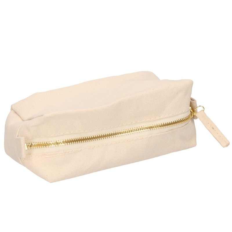 Westford Mill Toilettas / make-uptas - naturel - klein - 17 x 9 cm - canvas -