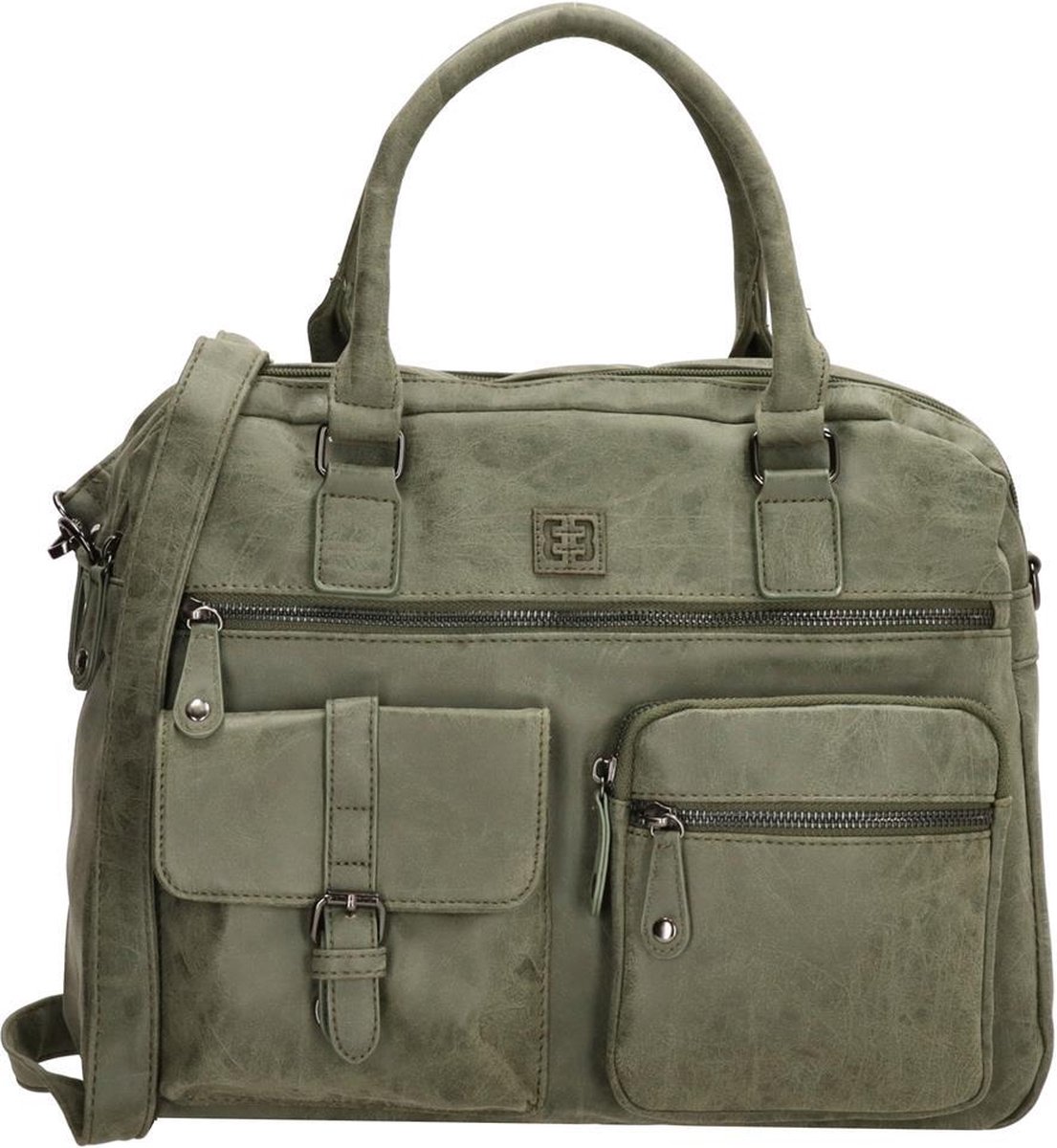 Enrico Benetti Ardèche 66585 Handtas met 15 laptopvak - Olijf groen