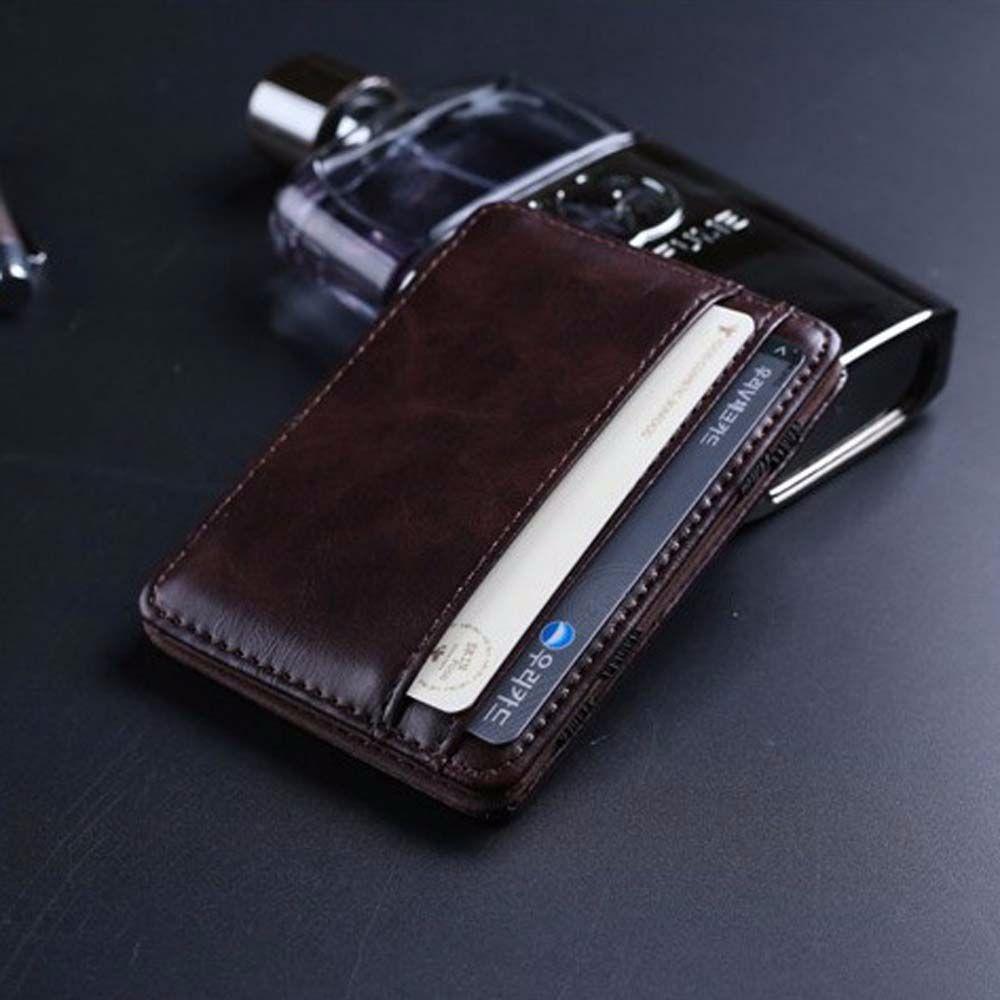 Shanxi Mini Small Credit Card Ultra thin High Quality Men Leather Wallet Cash Holder Money Pouch Purse bruin