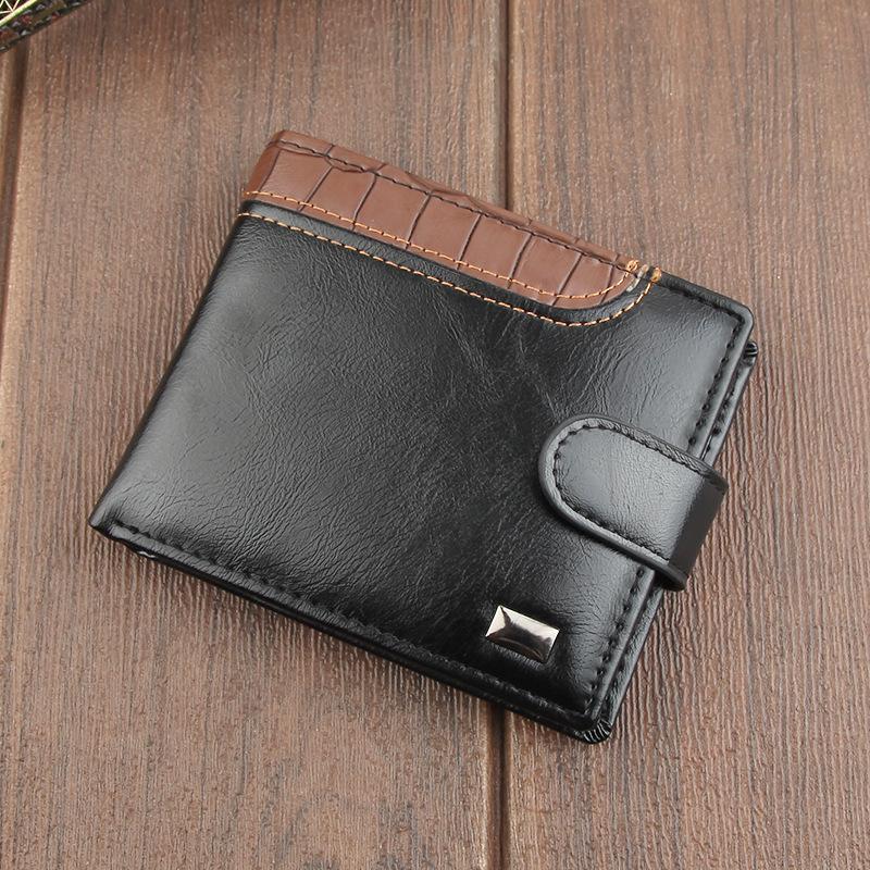 Enjoytime H Mannen Portefeuilles Patchwork Lederen Korte Mannelijke Portemonnee Met Broekzak Kaarthouder Merk Trifold Portemonnee Mannen Clutch Geldzak One Size bruin