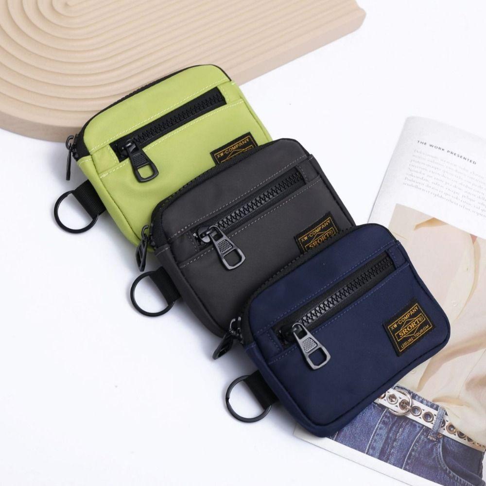 NATAWA Casual Heren Muntportemonnee Canvas Rits Korte Portemonnee Retro Sleutelhanger Klein Geldbuideltje Trend Jeugd Mini Handtas zwart
