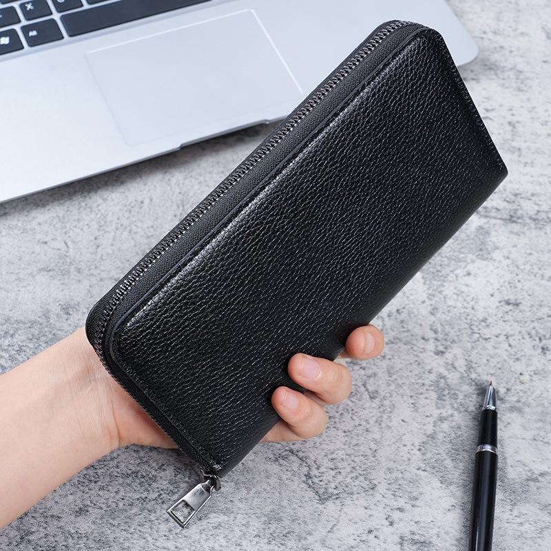 StrideBox Portemonnee met lange rits voor heren: Clutch met grote capaciteit met telefoonsleuf en kaarthouder zwart