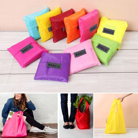 Linggo Yousheng Grote Capaciteit Vierkante Handvat Draagbare Opvouwbare Tote Herbruikbare Boodschappentas Handtas 1pcs paars