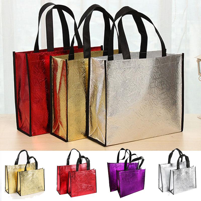 3FashionAccessory Mode Laser Boodschappentas Opvouwbare Eco Boodschappentas Grote Herbruikbare Opbergtas Cadeautas Tote Waterdichte Stof Niet-geweven Handtas L goud