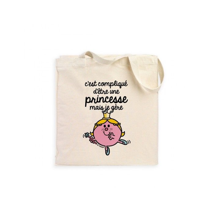 MANI TEXTILE Totebag - Monsieur Madame - C'est compliqué d'être une princesse - Beige - Coton - Adulte