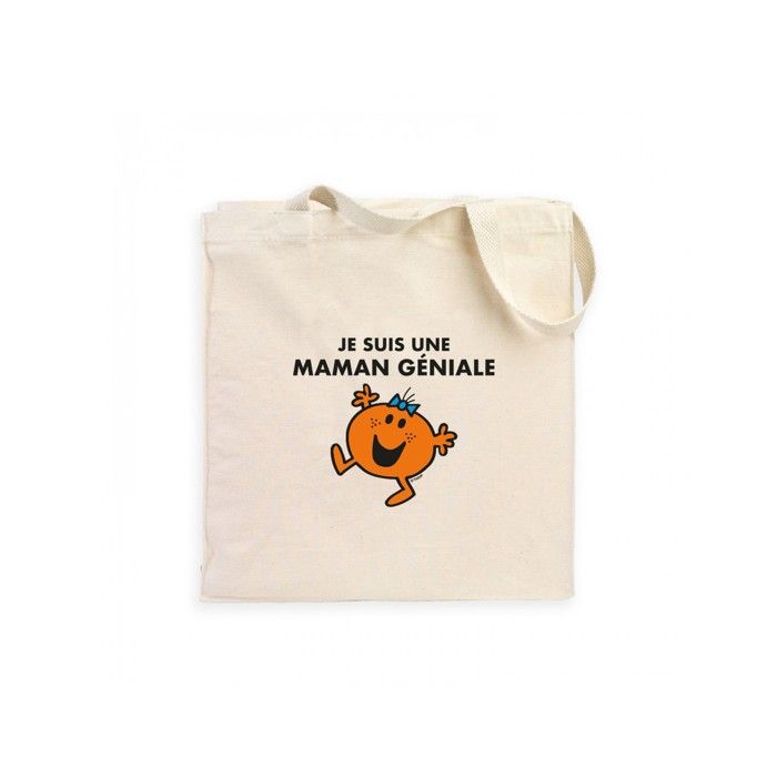 MANI TEXTILE Totebag - Monsieur Madame - Je Suis Une Maman Geniale - Coton - Taille Unique - Beige