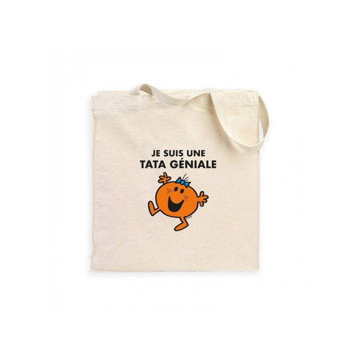 MANI TEXTILE Totebag - Monsieur Madame - Je Suis Une Tata Geniale - 100% Coton - Taille Unique - Beige