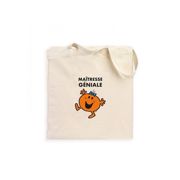 MANI TEXTILE Totebag - Monsieur Madame - Maitresse Geniale - 100% Coton - Taille Unique - Beige