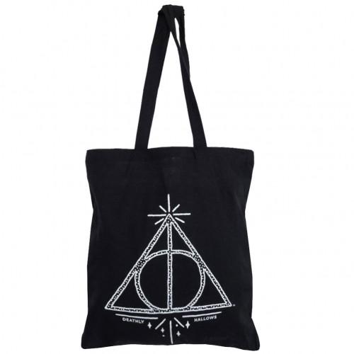 Harry Potter Deathly Hallows canvas draagtas One Size wit/zwart
