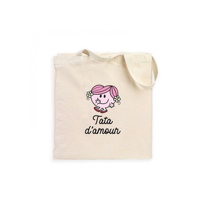 MANI TEXTILE Totebag - Monsieur Madame - Tata D Amour Coeur - 100% Coton - Taille Unique - Beige