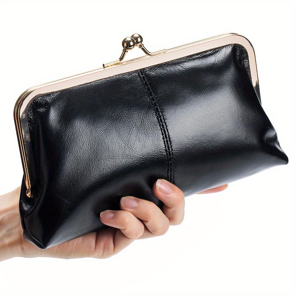 Your favorite bag Klassieke effen kleur Kiss-Lock Clutch portemonnee, elegante clutch portemonnee voor dagelijks gebruik door vrouwen