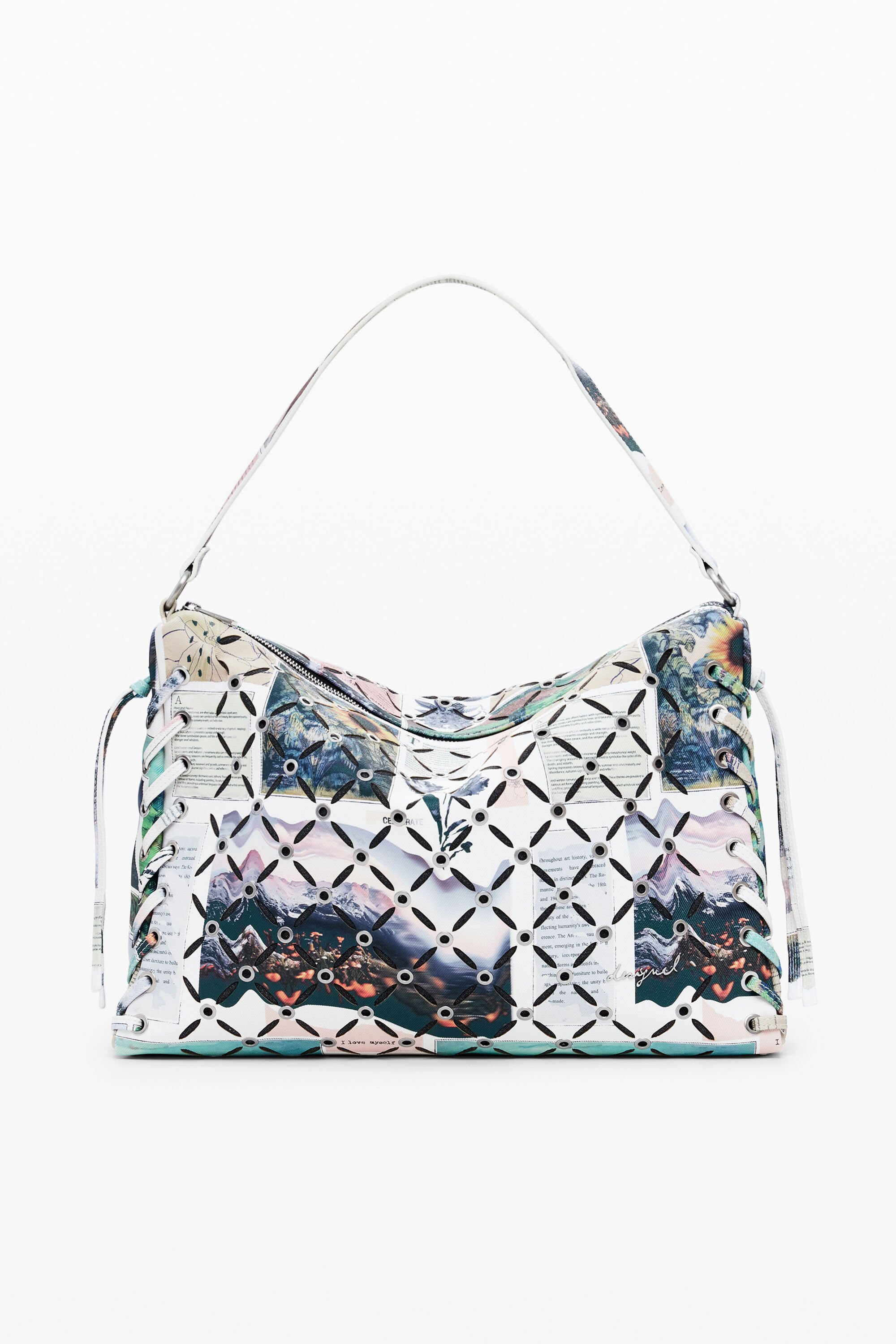 Desigual Middelgrote geperforeerde schoudertas Collage - MATERIAL FINISHES