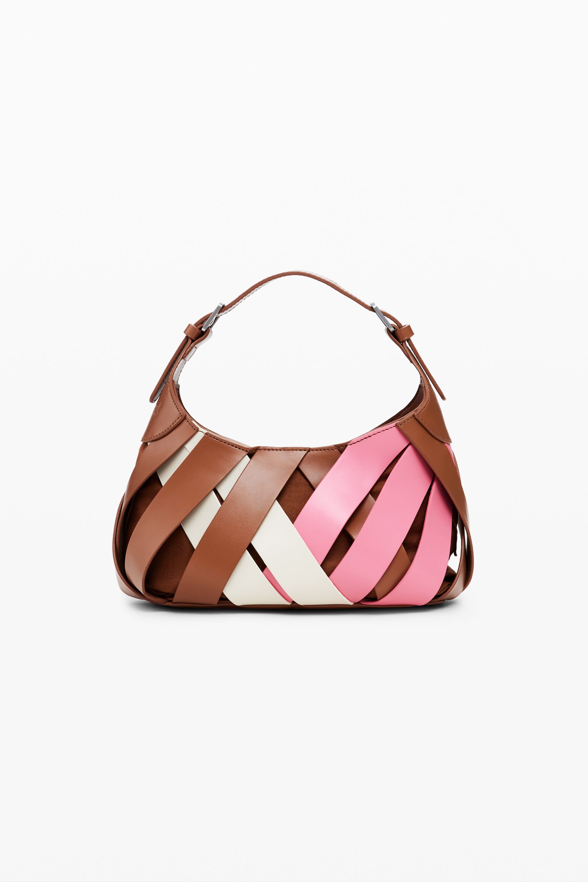 Desigual Medium gevlochten tas met leerlook - MATERIAL FINISHES
