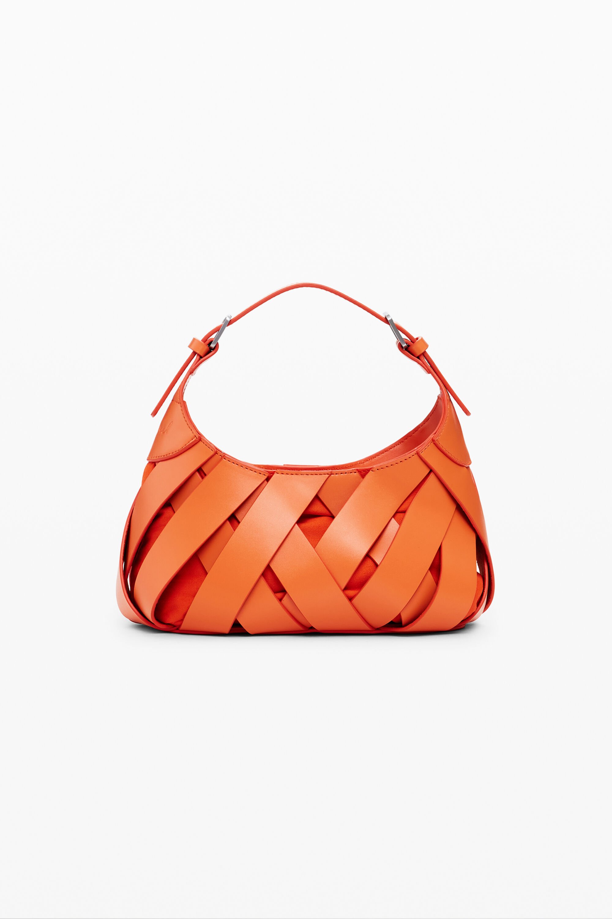 Desigual Medium gevlochten tas met leerlook - ORANGE