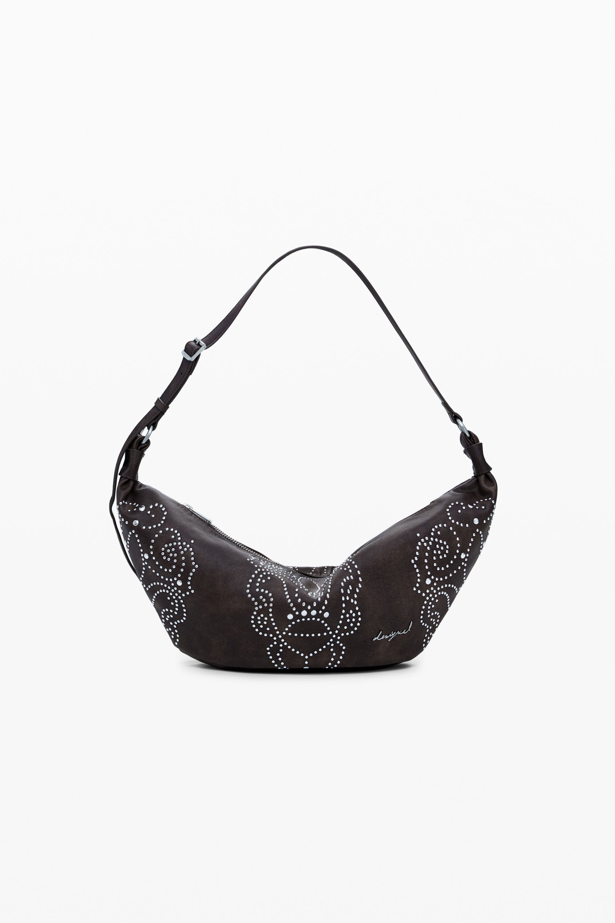 Desigual Middelgrote tas met leerlook en studs - BROWN