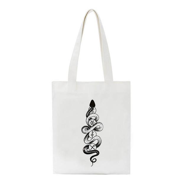 Aidegou17 Street snake canvas tas hiphop y2k anime dames schoudertassen casual punk grote capaciteit donkere shopper tas Vintage Goth damestas 24*26cm