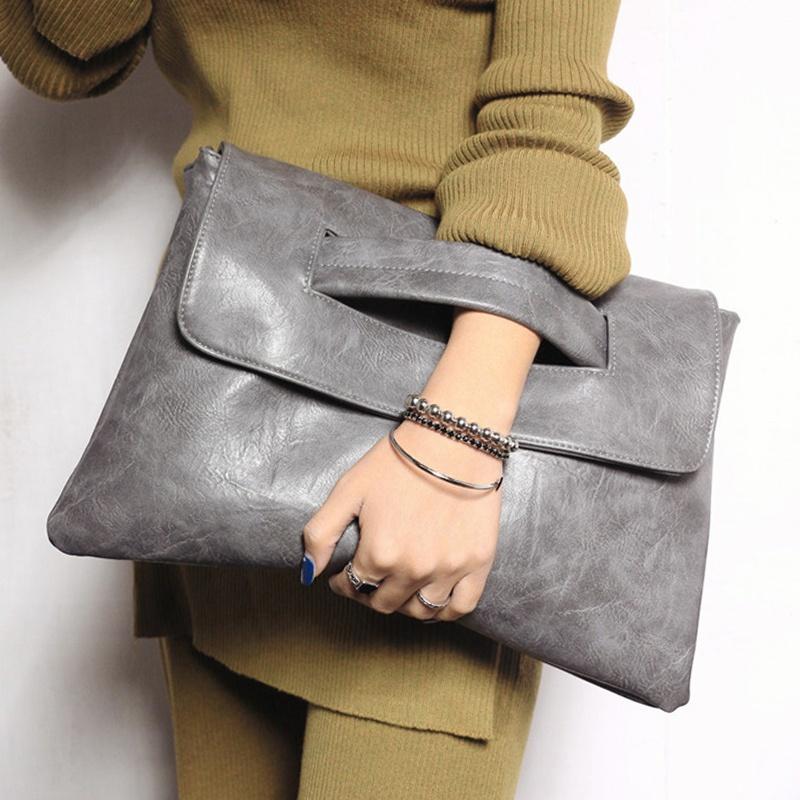 JM ZH Mode Dames Envelop Clutch Tas Trendy Grote Crossbody Messenger Bag one size grijs