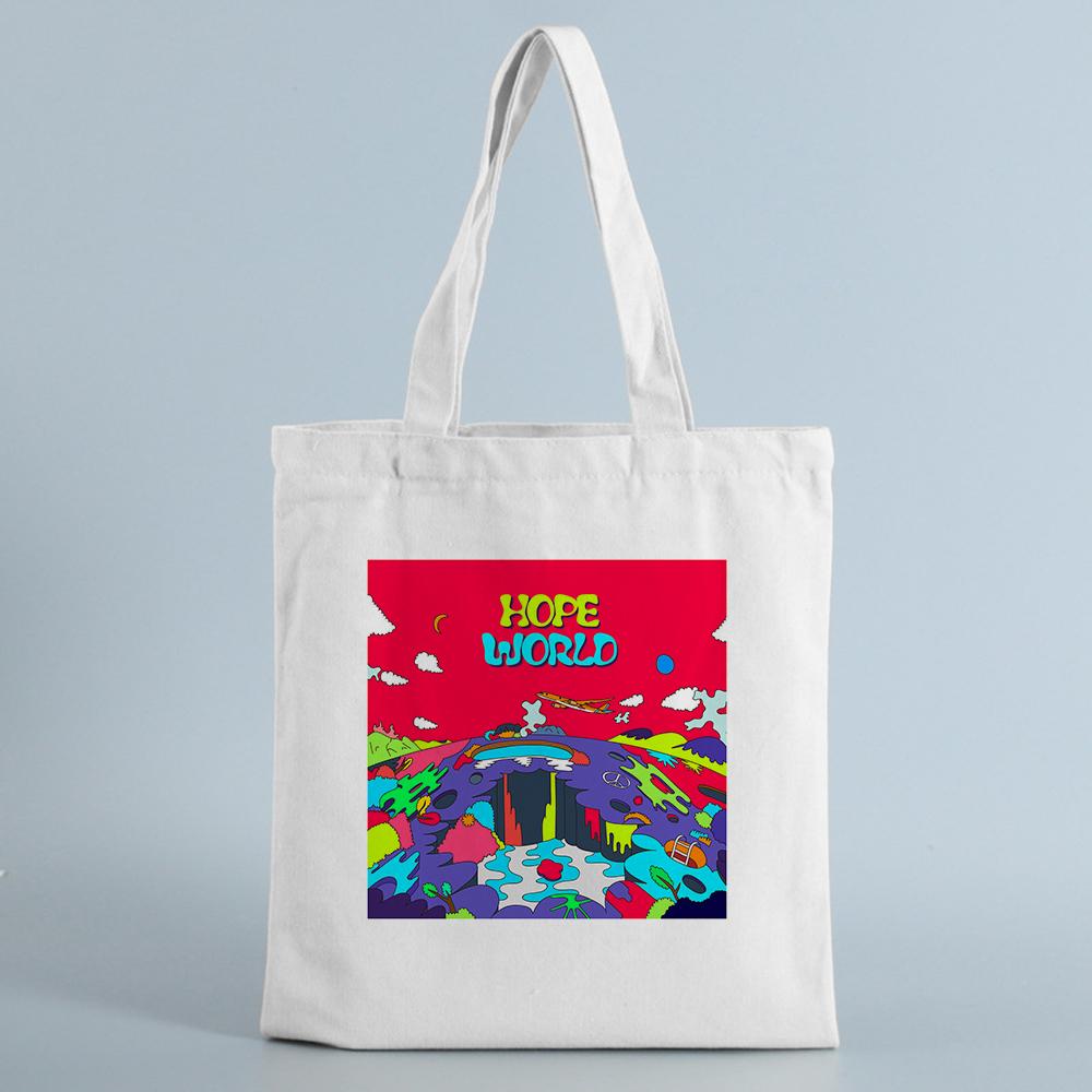 Aidegou19 Herbruikbare Eco-winkeltassen Canvas boekentas Hope World Print Vrouwelijke mode Schoudertas Handtas Dames opvouwbare shoppertas 24*26cm