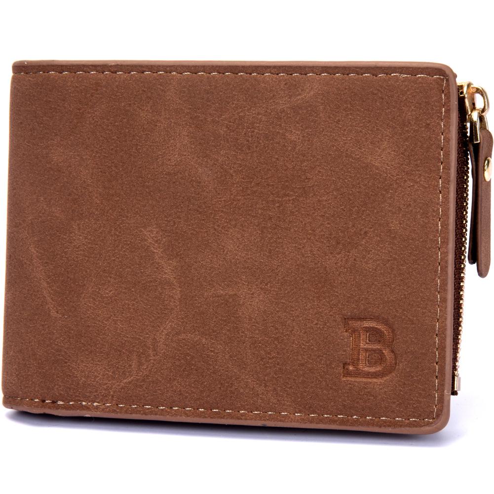 Baborry Muntzak Rits Heren Portemonnee Portefeuilles voor Heren Kleine Geld Portemonnees Portefeuilles Nieuw Design Top Heren Dunne Portemonnee bruin