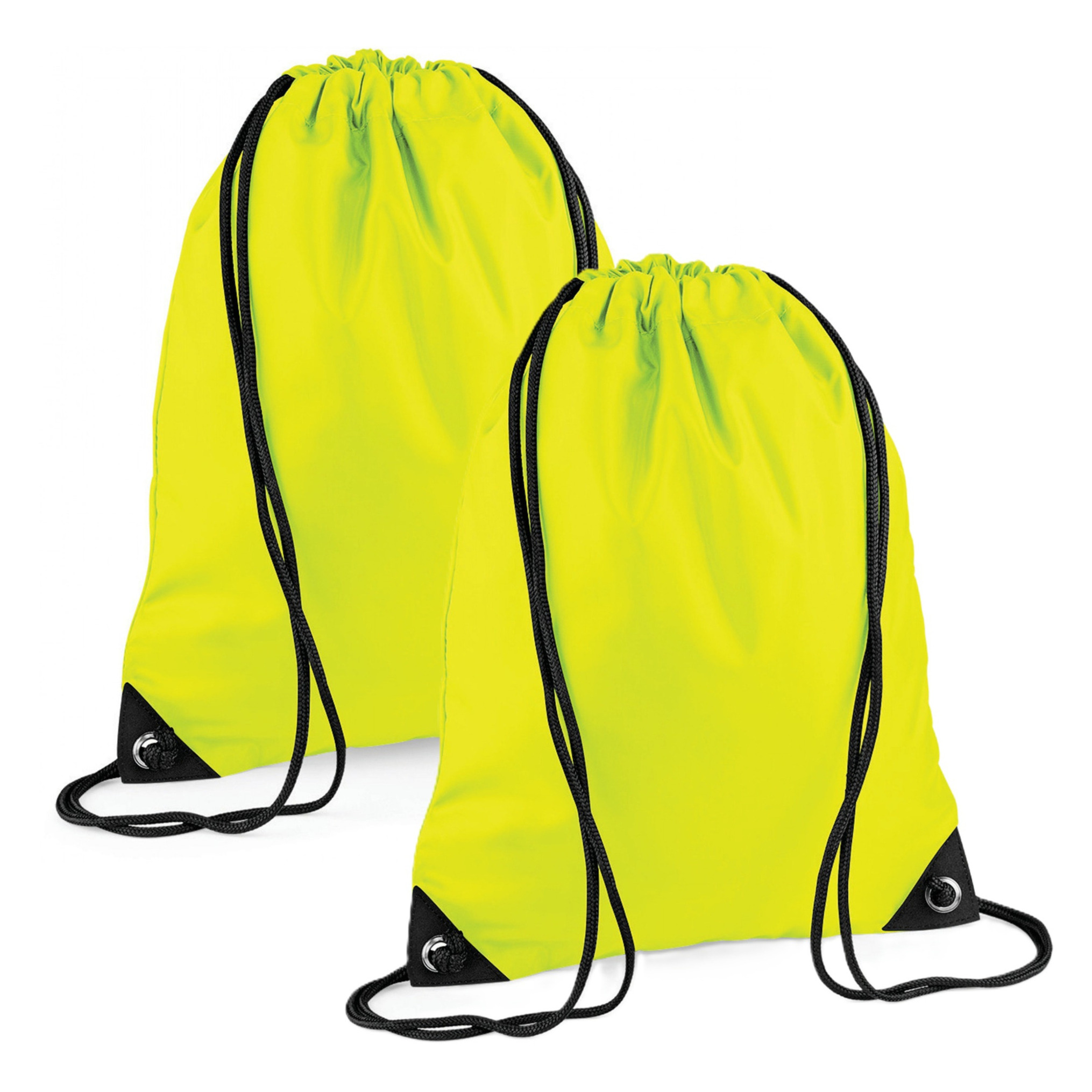 Bagbase Nylon sport/zwemmen gymtas met rijgkoord - 2x - 45 x cm - geel - Kinder tasjes - 12L -