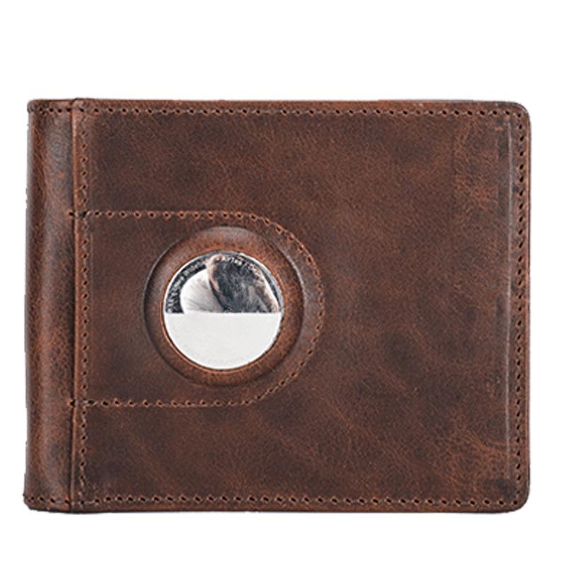 TongMeng Bag Supplies Mode Echt Leer RFID Anti-diefstal Borstel Heren Portemonnee Prachtige Airtag Geldclips Intelligente Anti-verlies Tracker Mannelijke Portemonnee Vaderdag Geschenken koffie