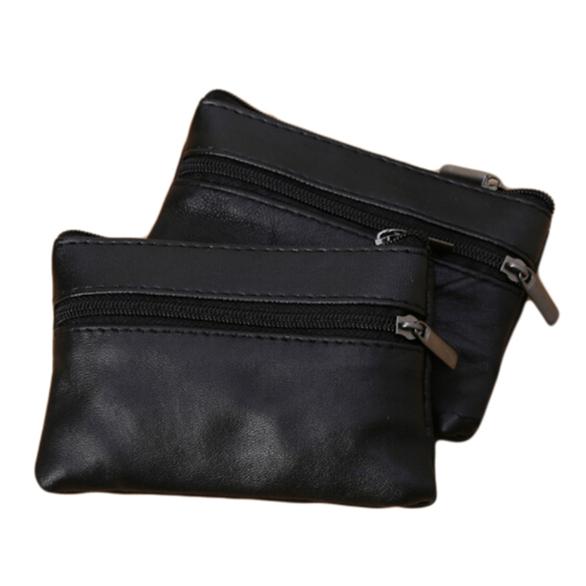 Encounter the kitchen Men's Mobile Belt Bag Black Single Zipper Coin Purse Multifunctional Mobile Purse Leather Loose Wallet Stylish Handbag One Size zwart
