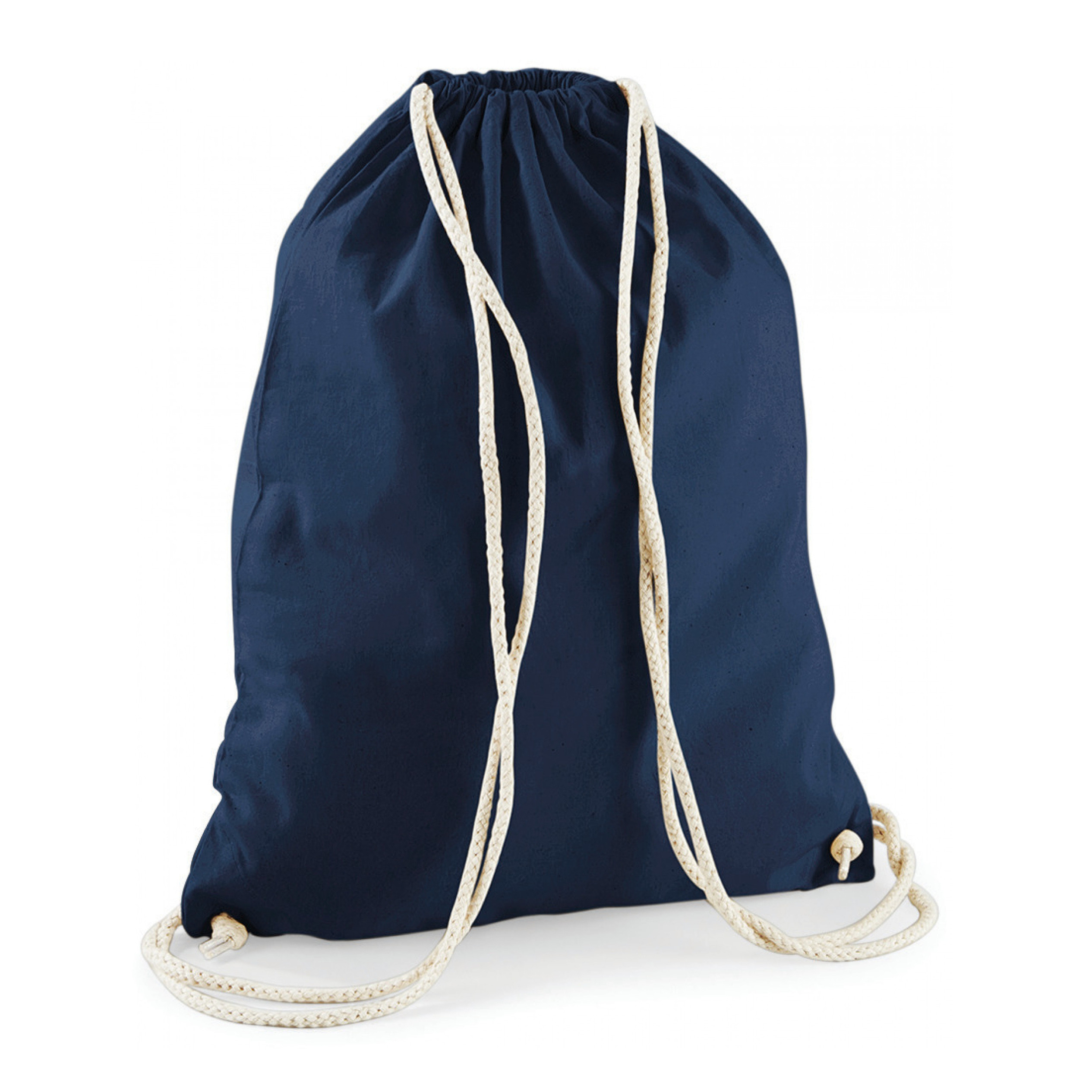 Merkloos 10x stuks sport gymtas donkerblauw met rijgkoord x cm van katoen -
