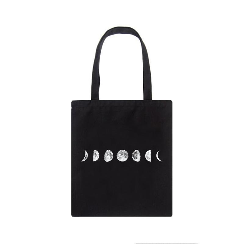 Aidegou19 Koreaanse gothic maan print canvas tas casual grote capaciteit ins vrouwen schoudertas punk mode eenvoudige vrouwen grunge shopper tassen 24*26cm
