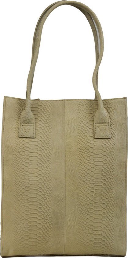 DSTRCT Medium Schoudertas / Crossbodytas Dames - Leer - Portland Road - Crocoprint - Beige