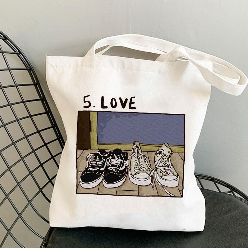 Aidegou20 Heartstopper Boodschappentas Katoenen Jute Tas Shopper Bag Cartoon Handtas Tote Kruidenier Bolsas Herbruikbare Leuke Tas Kawaii Tv Show 31*36cm