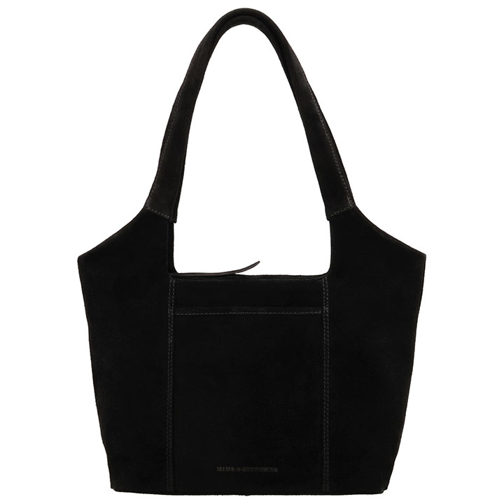 Hide & Stitches Suède Shopper/Handtas Brazos Zwart