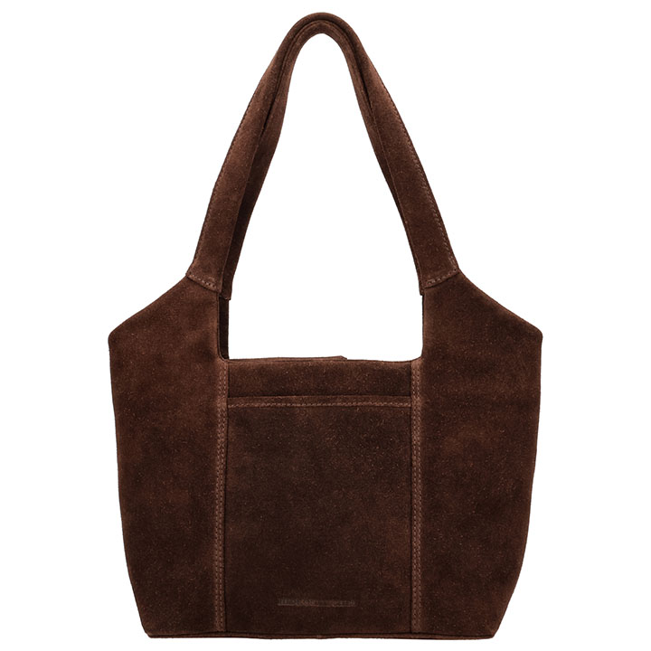 Hide & Stitches Suède Shopper/Handtas Brazos Donker Bruin