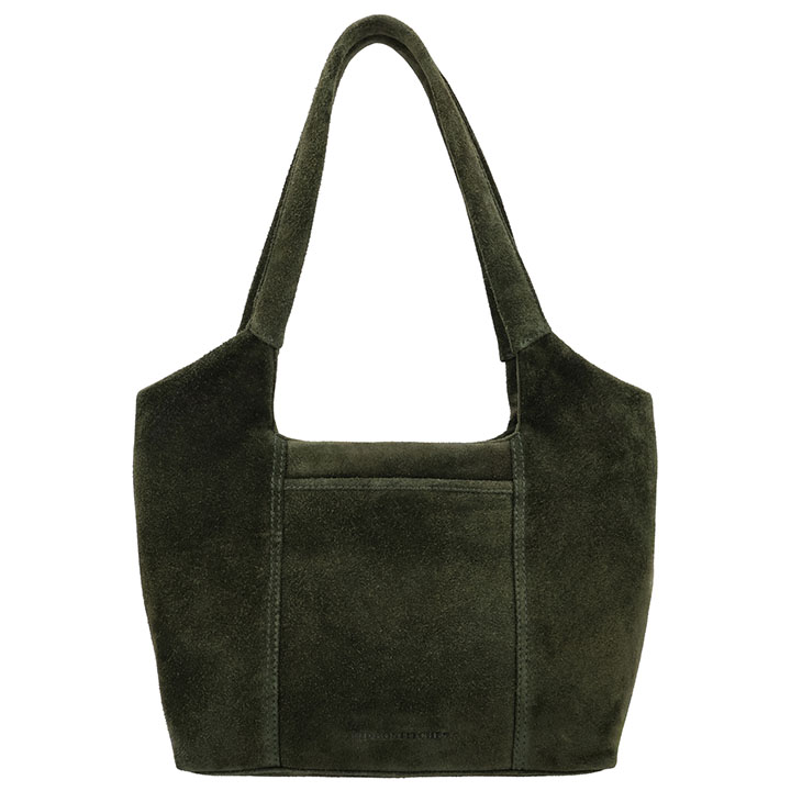 Hide & Stitches Suède Shopper/Handtas Brazos Olijf