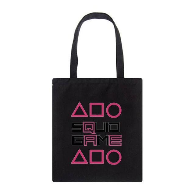 Iaidegou-4 Koreaanse TV Inktvis Game Print Casual Harajuku Vrouwelijke Schouder Canvas Tas High Street Grote Capaciteit Tote Herbruikbare Y2K Boodschappentassen 31*36cm