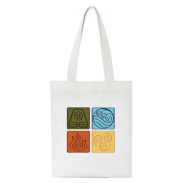 Aidegou19 Avatar The Last Airbender Aang Appa Anime Badass Art Canvas Tas Bakken Tassen Shopper Boodschappentassen Handtas Meisjes Casual Boekentassen 34*42cm
