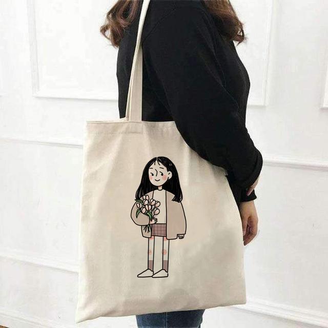 Aidegou20 Grappige Canvas Grafische Tote Bag Herbruikbare Boodschappentas Schoudertas voor Vrouwen 2021 Vrouwelijke Strand Shopper Handtassen Grote Capaciteit 34*42cm