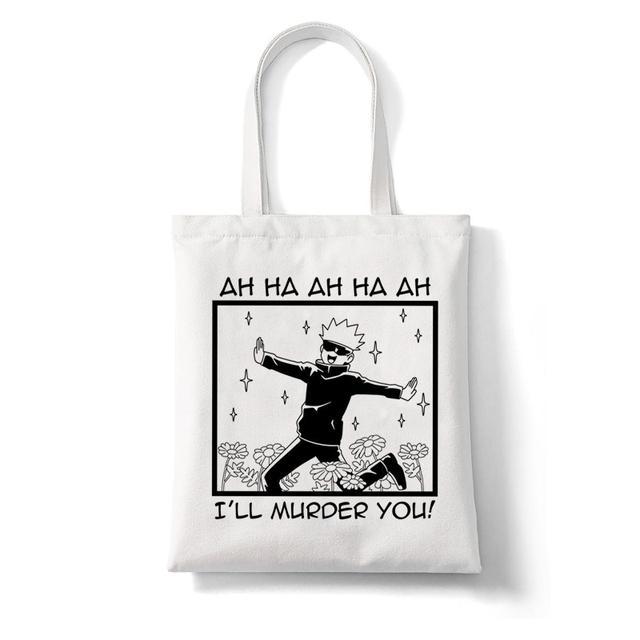 Aidegou17 Vrouwen Tassen Boodschappentas Japan Anime Jujutsu Kaisen Canvas Grote Shopper Tas Herbruikbare Draagtas Esthetiek Handtassen Schoudertas 31*36cm
