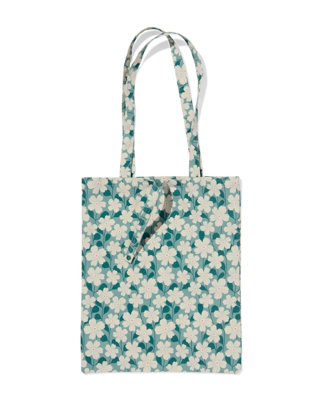 HEMA Canvas Tas 35x41cm Bloemen (groen)