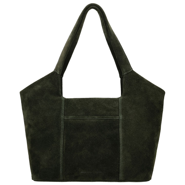 Hide & Stitches Suède Shopper/Handtas Brazos Olijf