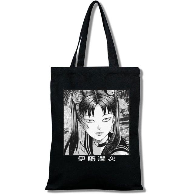 Aidegou27 Japanse manga meisjes boodschappentas Junji Ito Tomie Shintaro Kago print draagtas cartoon hipster print casual mode 34*42cm