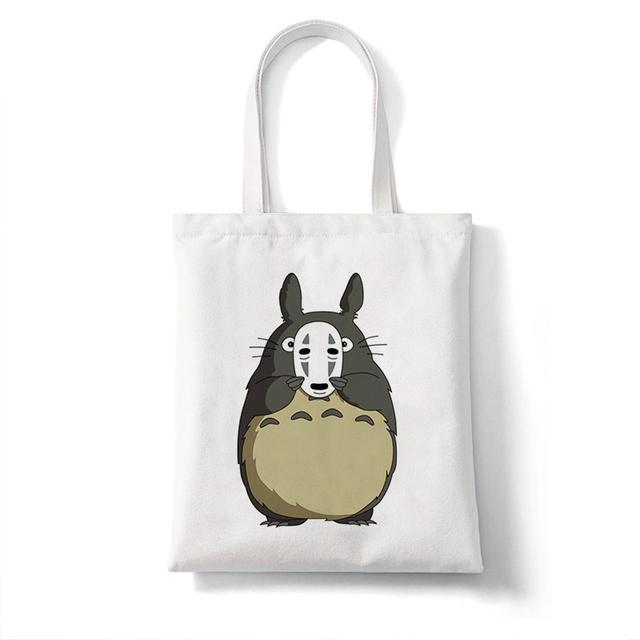 Iaidegou-4 Geen gezicht Man Studio Ghibli Totoro Shopper boodschappentas Anime tas Katoen Tote Eco Herbruikbare Bolso Handtas Tas Eco Tas Herbruikbaar 34*42cm